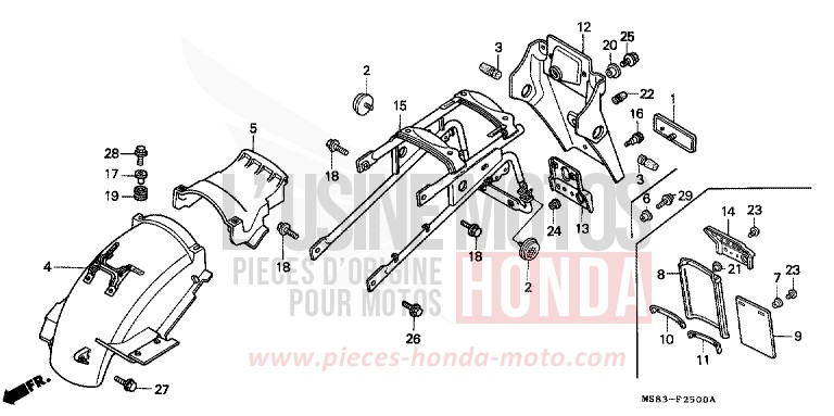 KOTFLUEGEL, HINTEN von Africa Twin SHASTA WHITE (NH138H) von 1989